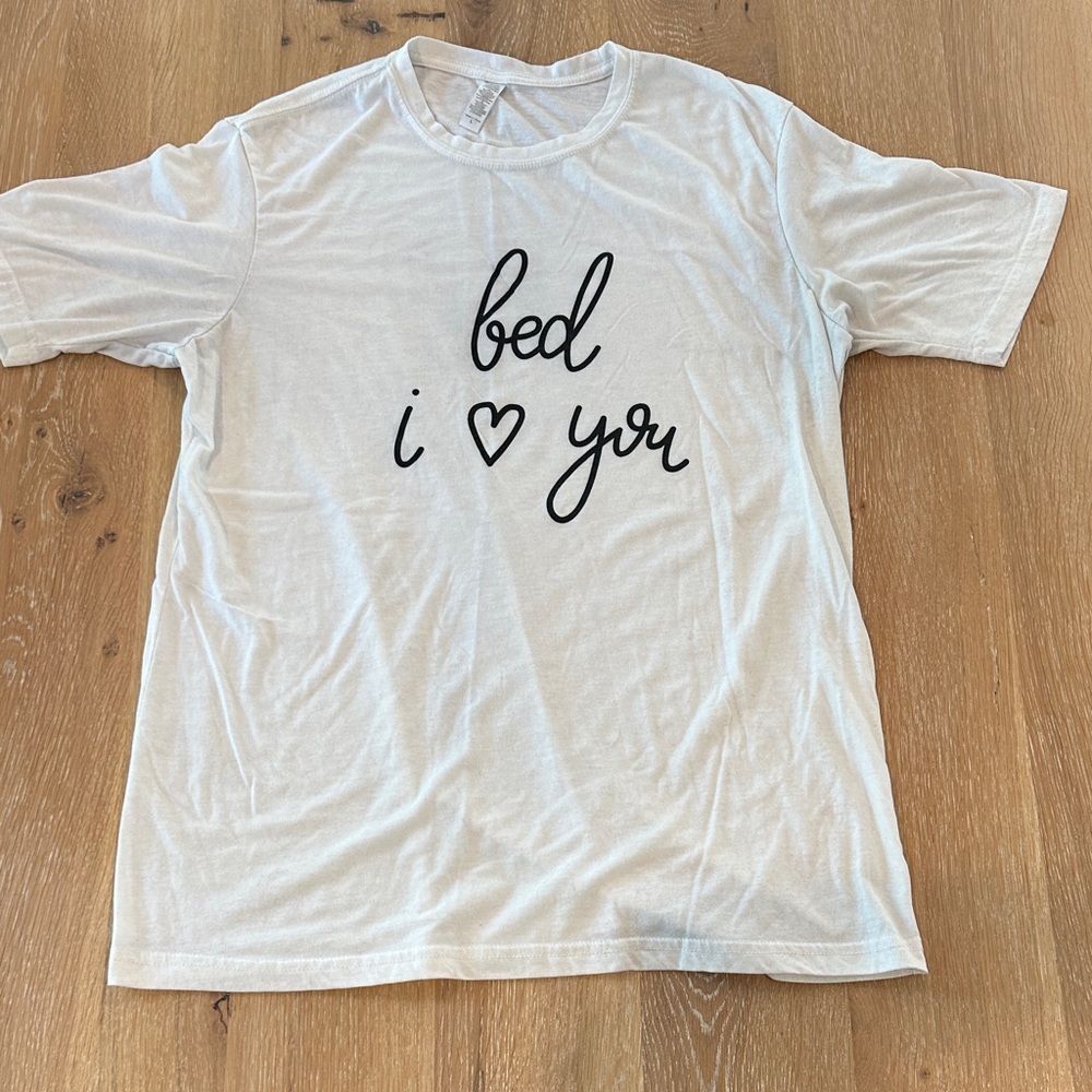 White Graphic Tee with Black Text